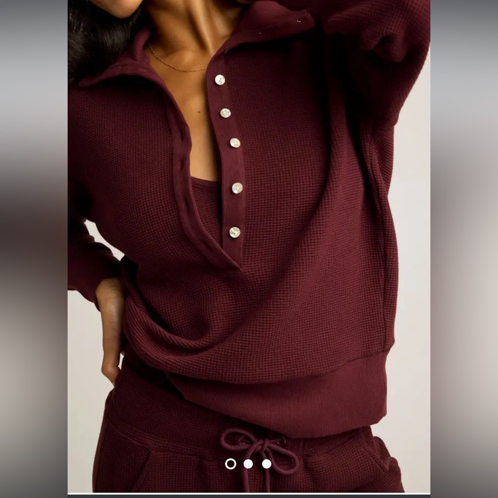 Negative Maroon Waffle Knit Top (S) and Joggers (M)
